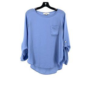 Ann Taylor Loft Women's Sheer Baby Blue Long Sleeve Top Blouse Size XS